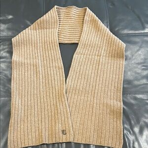 Ralph Lauren Beige Ribbed Knit Scarf